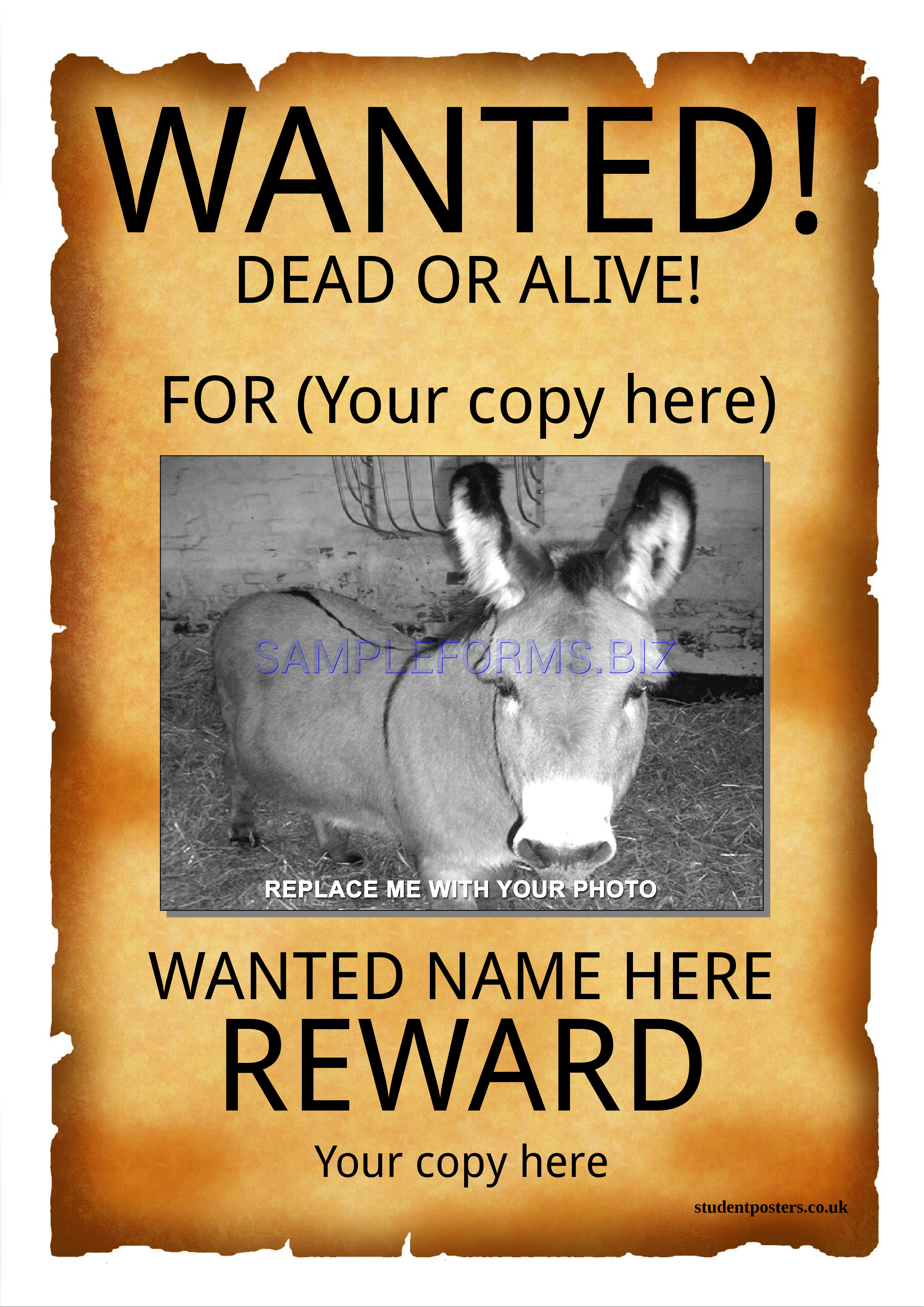 Preview free downloadable Wanted Poster Template 1 in PDF (page 1)